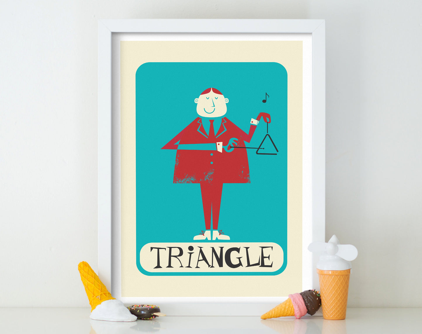 Triangle Player Retro Print, Personalized Art Poster, Birthday Housewarming Gift