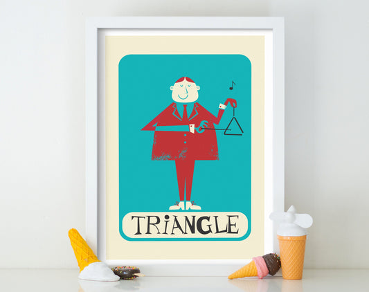Triangle Player Retro Print, Personalized Art Poster, Birthday Housewarming Gift