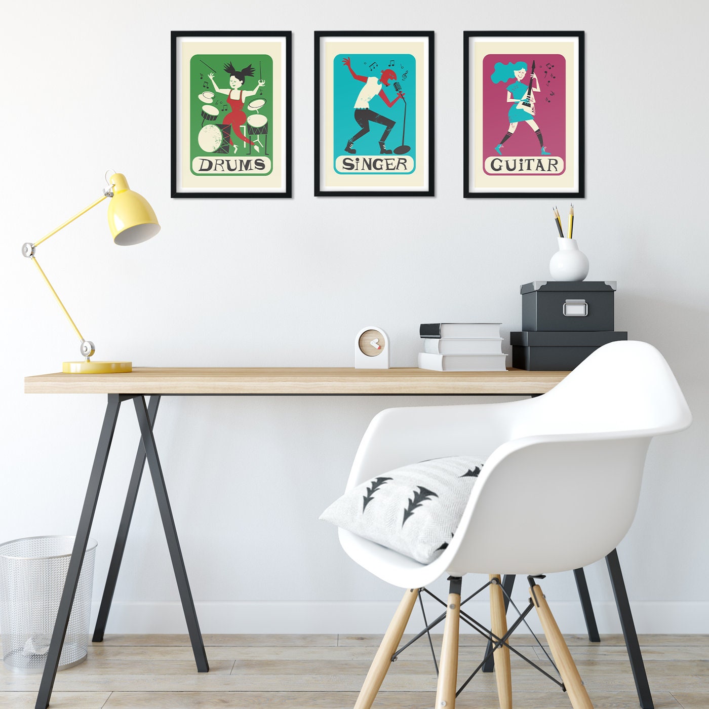 Rock Band Set Of 3 Posters, Drumer Singer Guitar Vintage Looking Prints, Christmas Hanukkah Gift