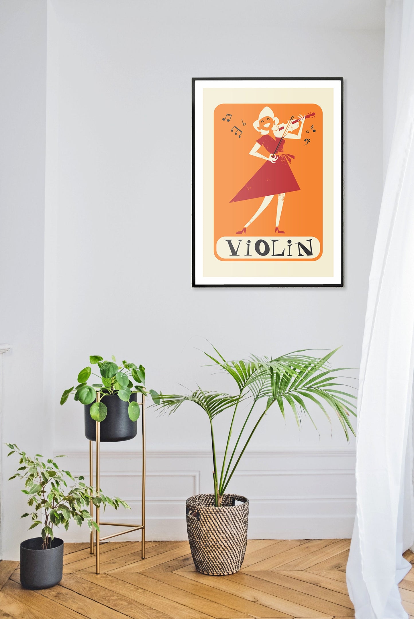 Set of 3 Posters, Violin Accordion Guitar Retro Prints, Gift for Grandfather, Tango Band