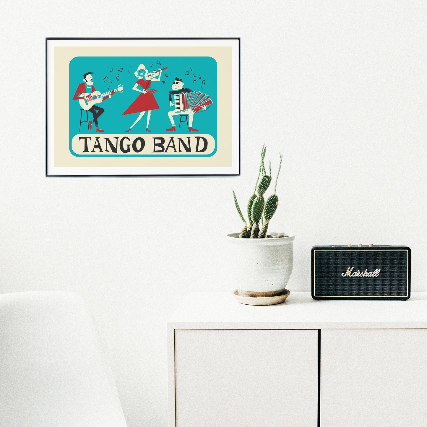 Tango Band Poster, Change Text, Argentina Mid 50s Print, Romance Retro Music Illustration