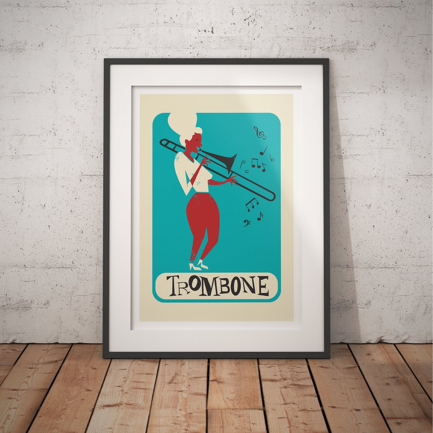 Trombone Poster, Add Your Favourite Name, Brass Instruments Artwork