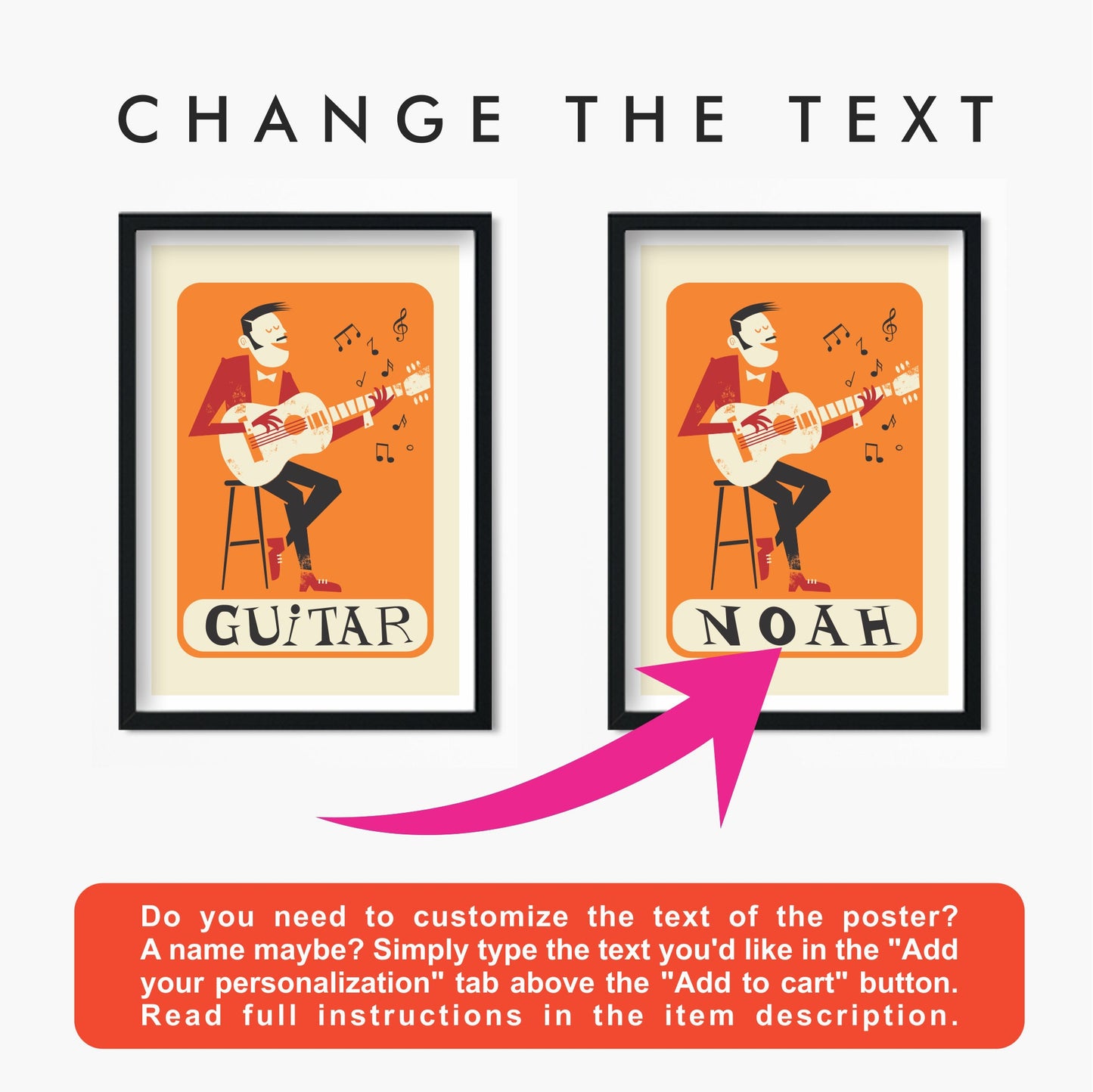 Guitar Player Poster, Color of Your Choice, Live Music Club Night, Teacher Student Gift