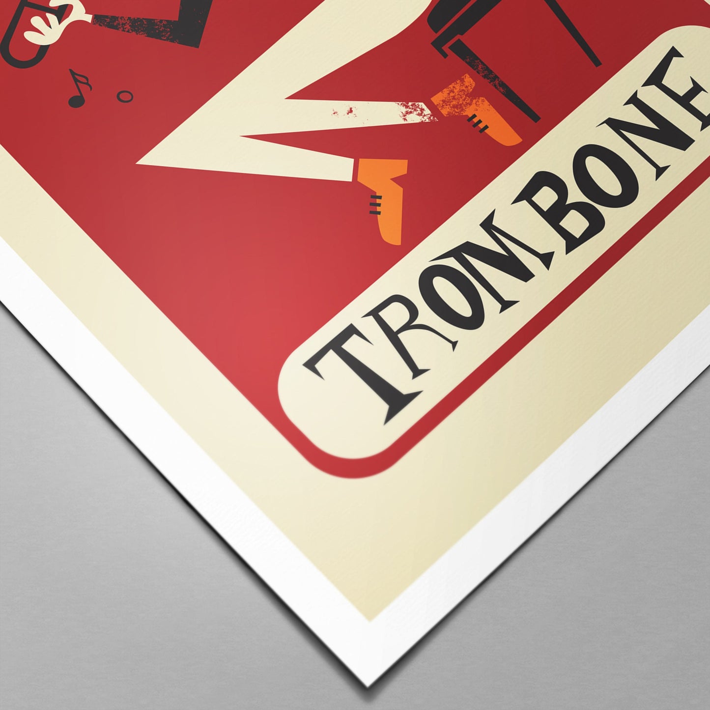 Unique Trombone Poster Gift, Valentine's Day Gift, Mid Century Brass Instrument