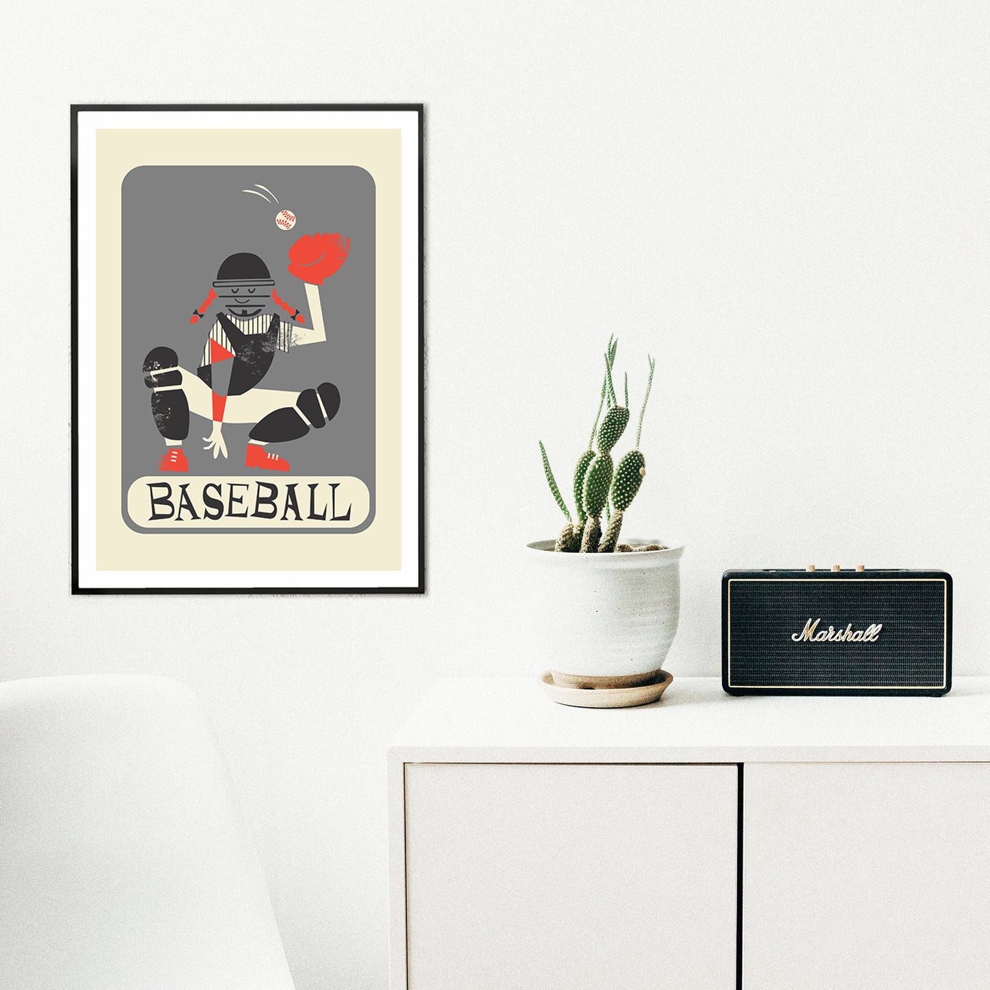 Baseball Catcher Girl Poster, Softball Teammate Birthday Christmas Hanukkah Gift, Child's Sports Team