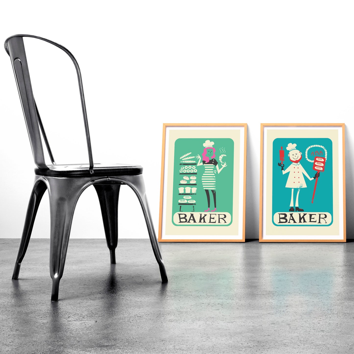 Personalized Bakers Set Of Posters, Minimal Mid 50s Style, Baking Gifts Prints, Housewarming Kitchen