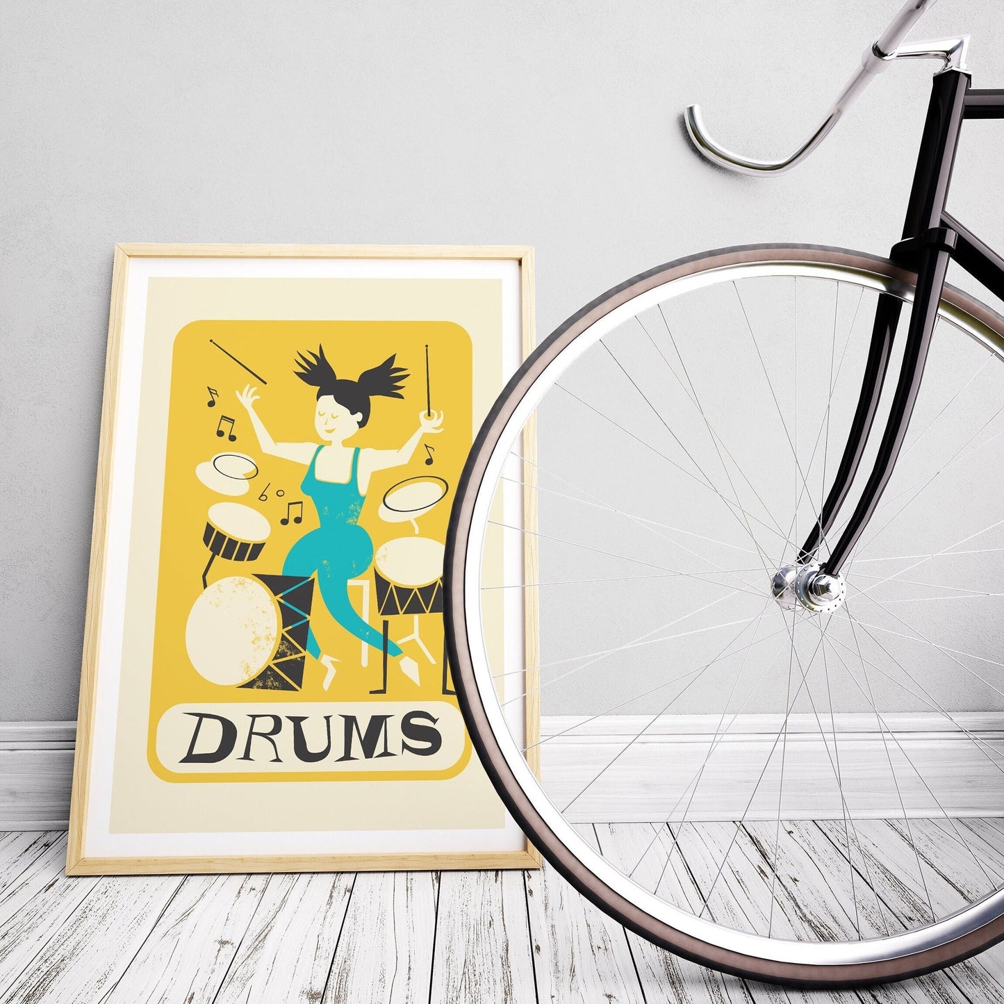Drummer Girl Poster Print, Gift for Musician, Rock Star Drums, Gift For Best Friend