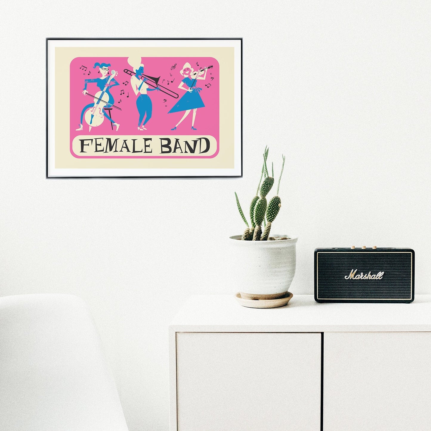 Female Band Poster, Gift for Musician, Cello Trombone Violin, Add Favourite Name