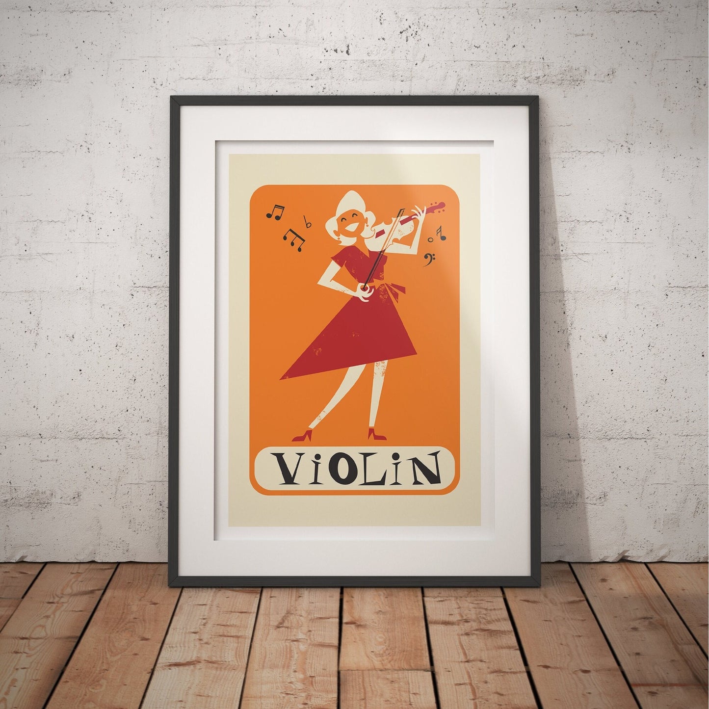 Classical Violinist Poster, Music Room Decoration, Mid 50s Gallery Wall, Opera Art