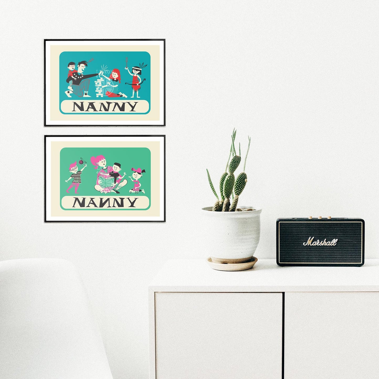 Personalized Set Of Nanny Posters, Babysitter Goodbye Gift, Au Pair Prints, Fun Wall Nursery Art