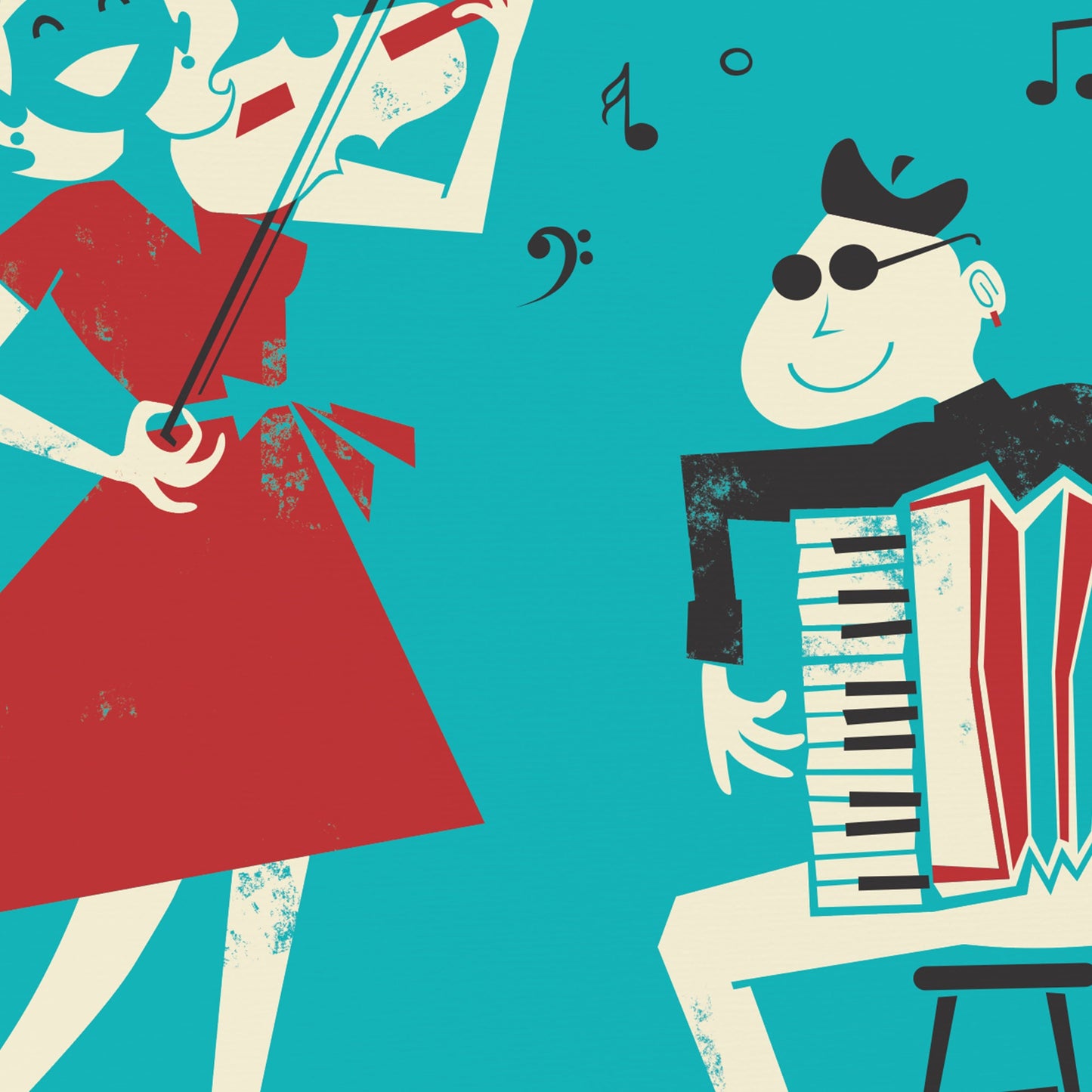 Tango Band Poster, Change Text, Argentina Mid 50s Print, Romance Retro Music Illustration