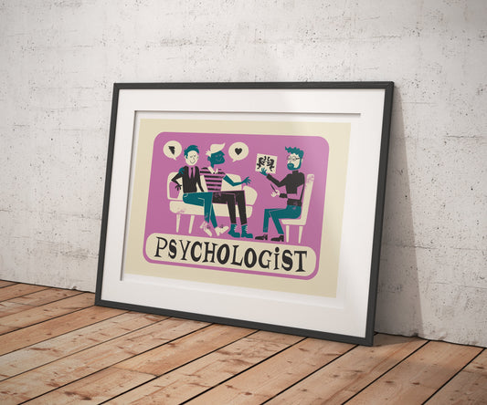 Psychologist Wall Art Poster, Therapy Office Decor, Mid Century Modern Print, Funny Art Gift