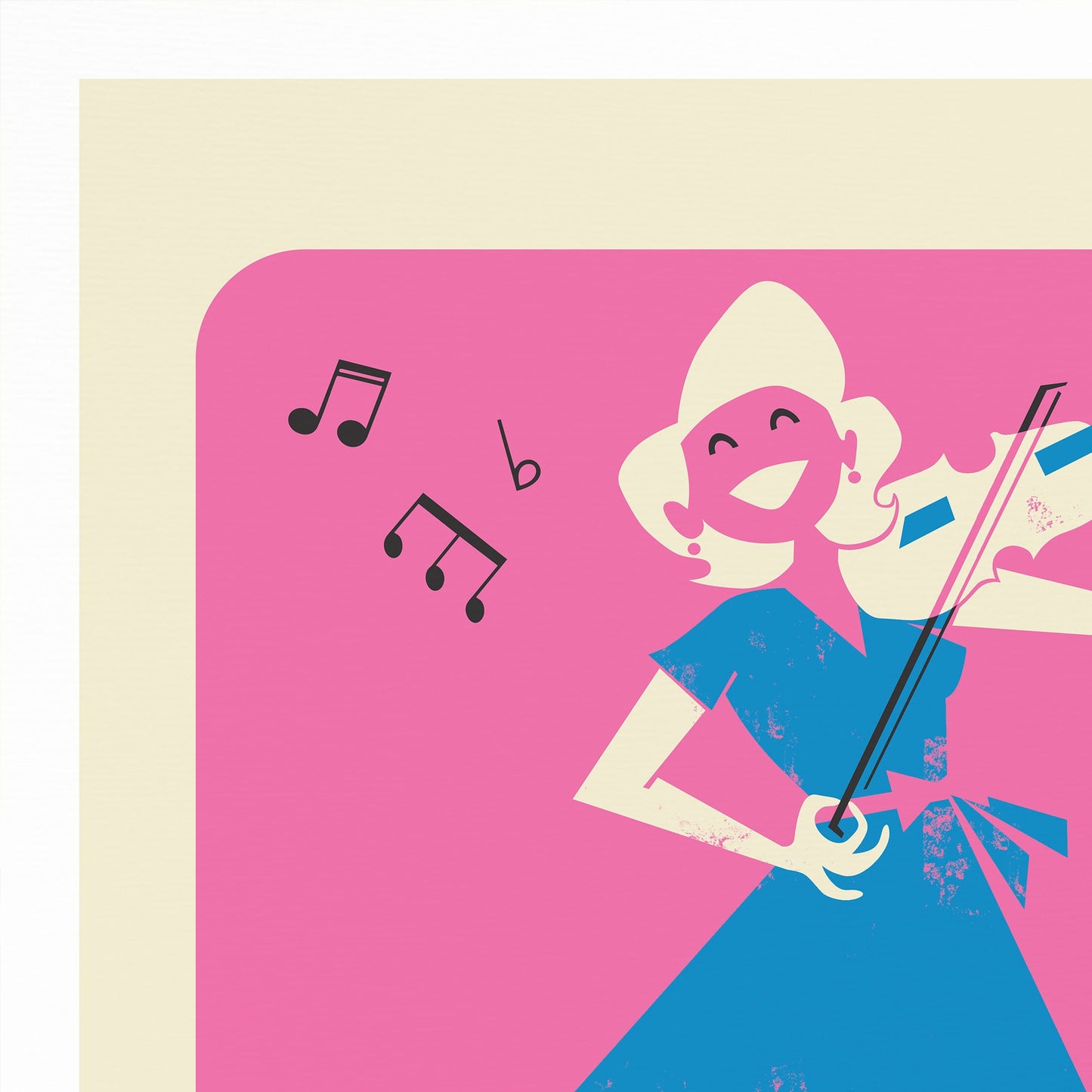Violin Print, Living Room Wall Art, Gift for Teacher, Color of Your Choice, Mid 50s