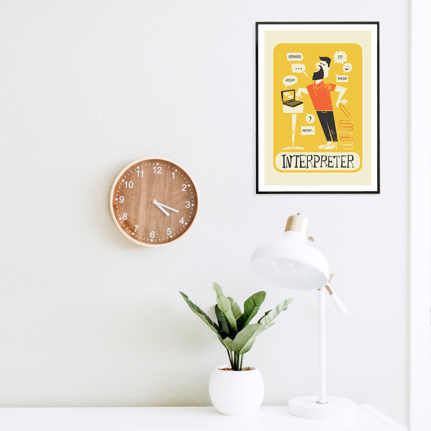 Funny Interpreter Print, Poster For Translator, Yellow Orange Unique Art Gift