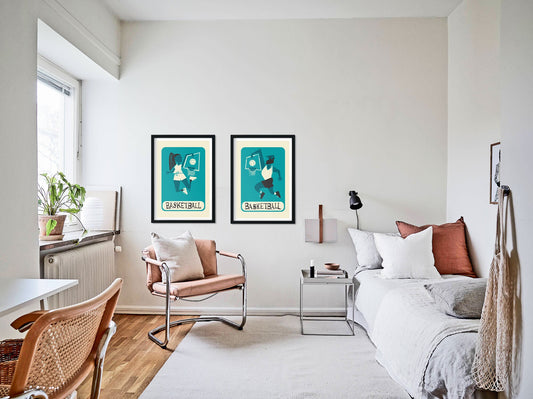 Set Of Two Basketball Players, Custom Coach Appreciation Gift, Mid 50s Posters, Game Season