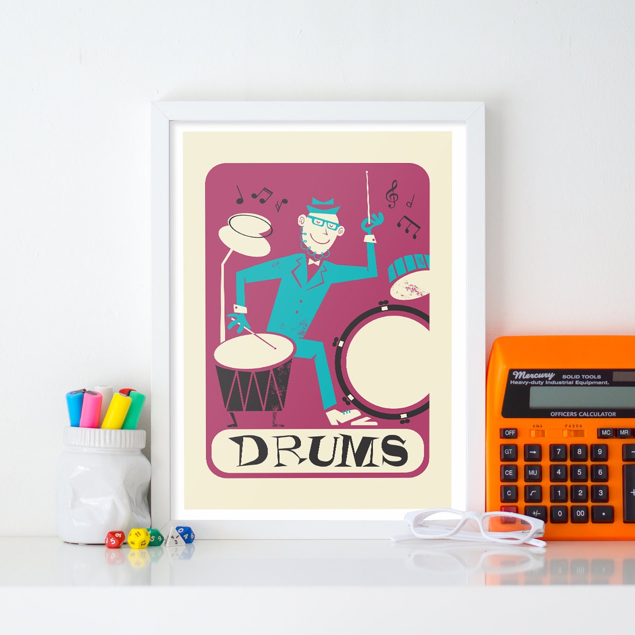 Set of Two Posters, Music Prints Xylophone and Drums, Add Your Favourite Names