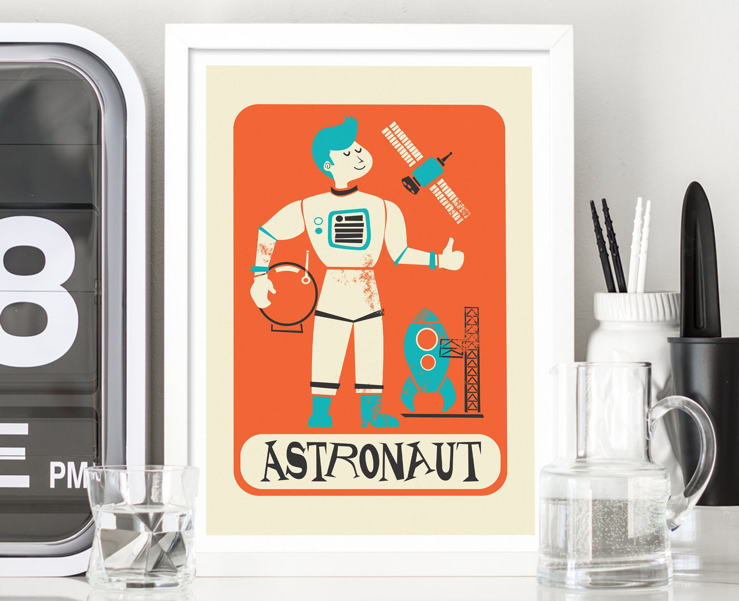 Astronaut Print, Space Nursery & Kids Bedroom Decor, Birthday Gift Boys, Personalized Poster