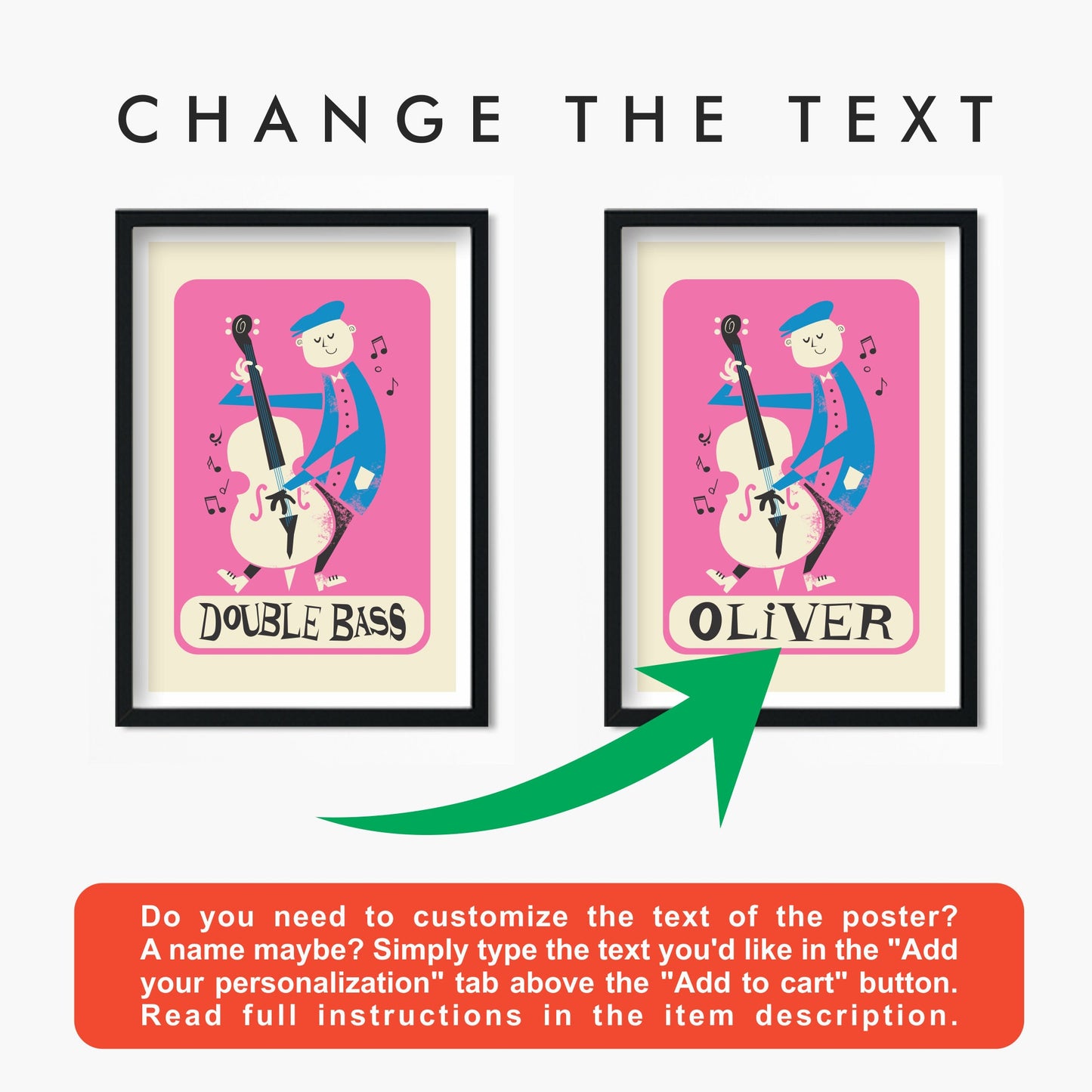 Set Of Double Bass Player Posters, Strings Orchestra, Student Teacher Gift