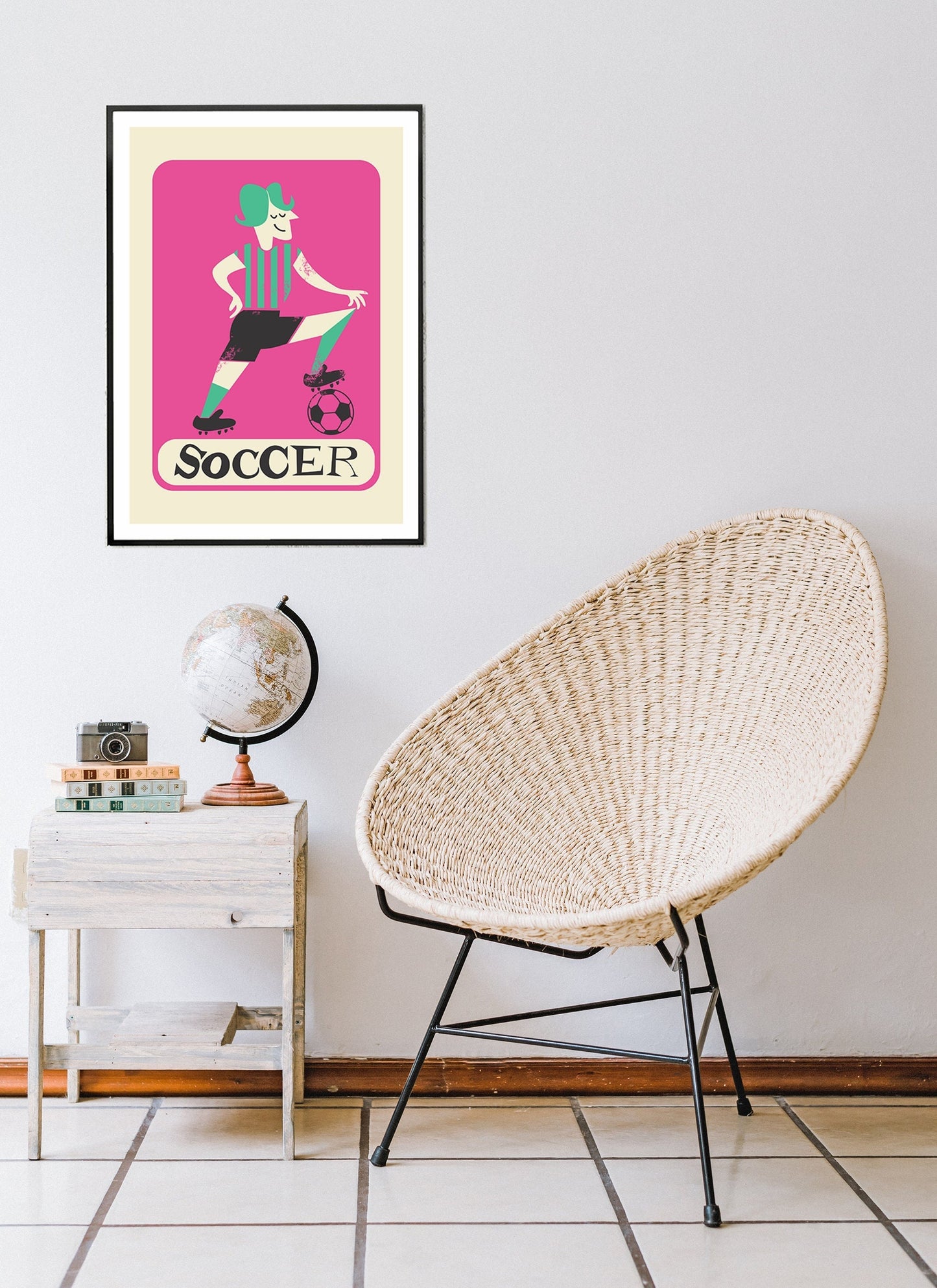 Football Soccer Player Poster, Soccer Gifts For Men, Change Name, Choose Colors