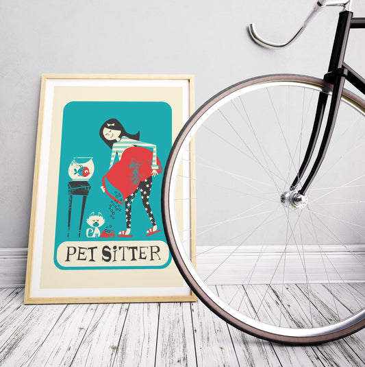 Funny Gift For Pet Sitter, Appreciation Poster Print, Name of Your Choice, Dog Cat Fish Lover