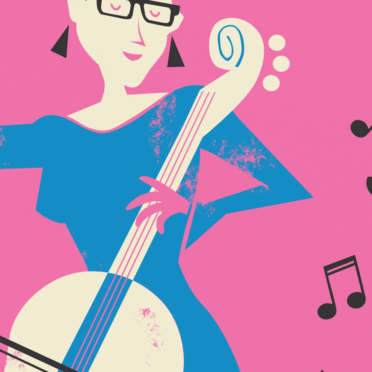 Cello Print, Personalized Home Office Decor, Gift for Cellists, Mid Century Artwork