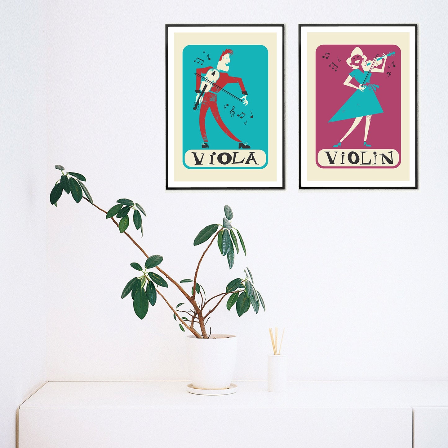 Viola And Violin Posters, Pick Colors And Add Your Favourite Text, Student BFF Gift