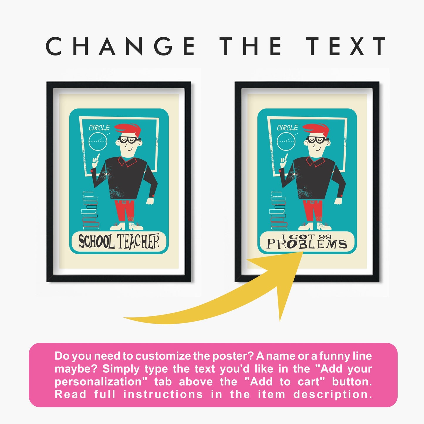 School Teacher Vintage Print, Personalized Poster For Best Teacher, Appreciation Gift From Student