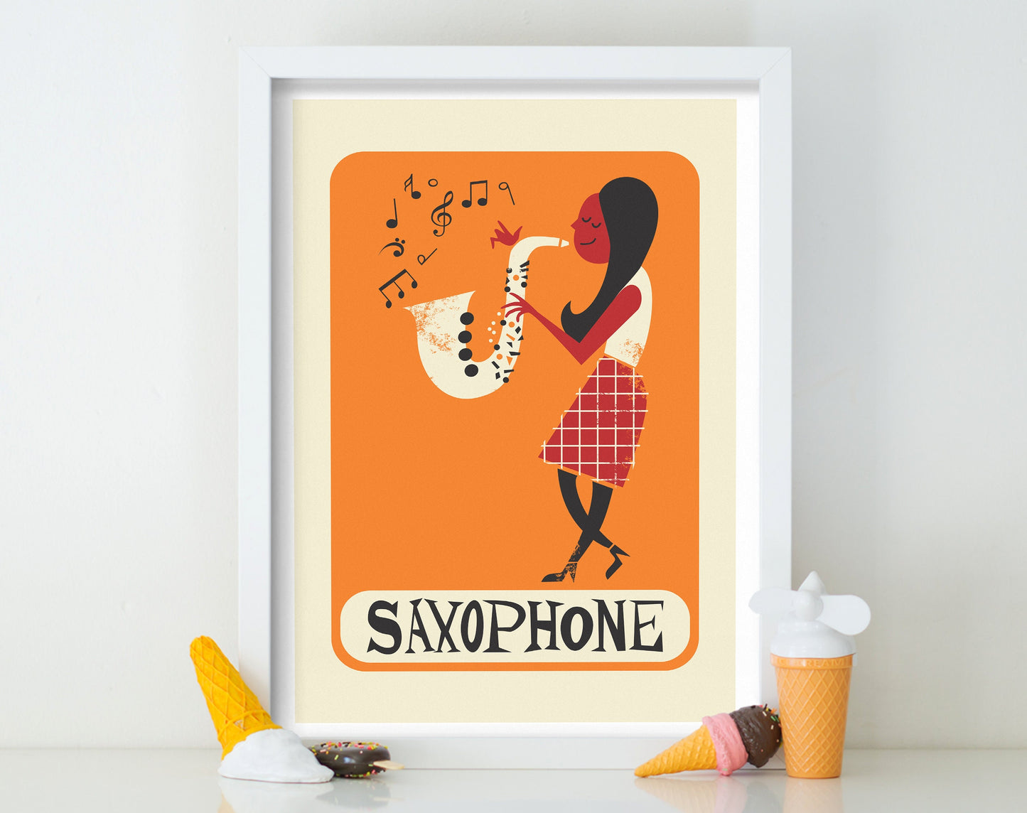 Saxophone Decor, Brass Instrument, Jazz Band Art, Choose Your Colors