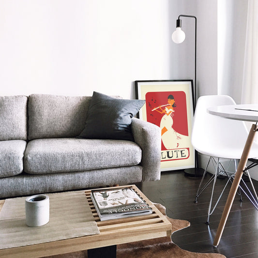 Flutist Colorful Art Poster, Illustration Flute Player, Print Gift for Music Lover