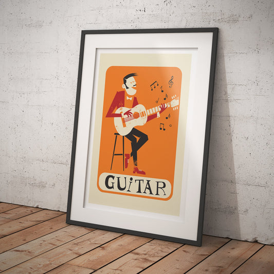 Guitar Player Poster, Color of Your Choice, Live Music Club Night, Teacher Student Gift