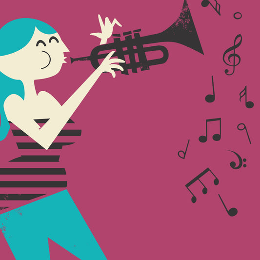 Set Of 4 Posters, Trumpet, Trombone, Tuba & French Horn, Brass Instruments