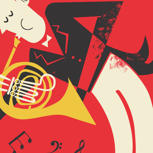 French Horn Poster, Add Your Favourite Name, Brass Instruments Art Music Print