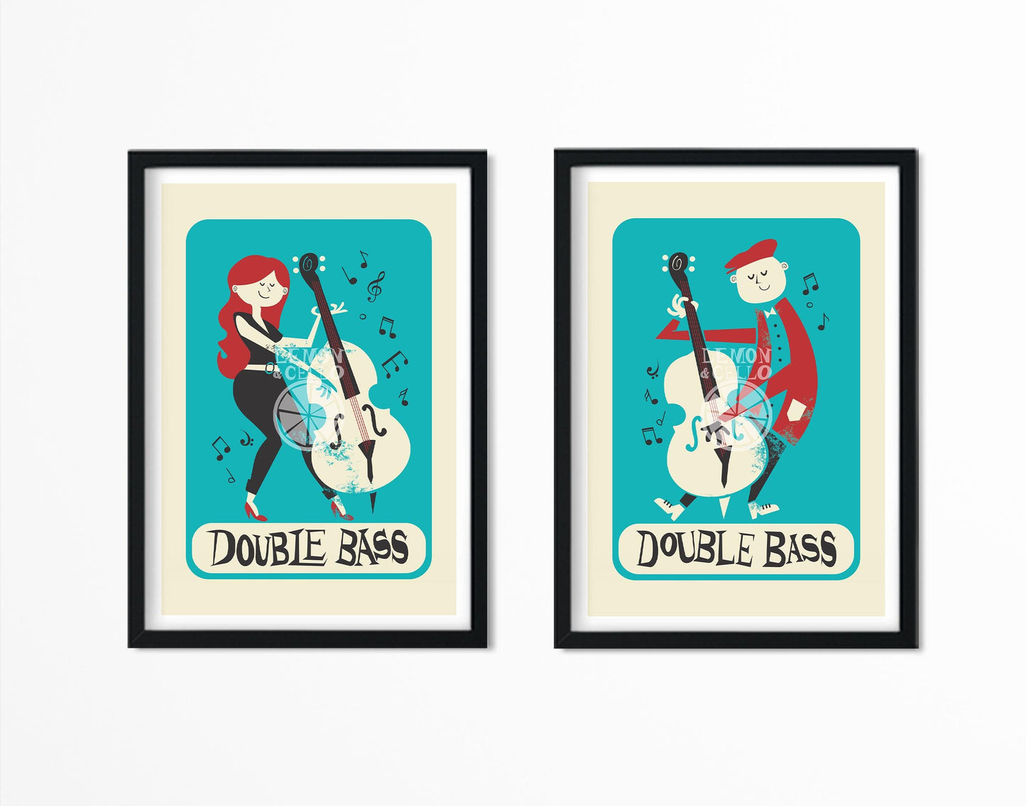 Set Of Double Bass Player Posters, Strings Orchestra, Student Teacher Gift