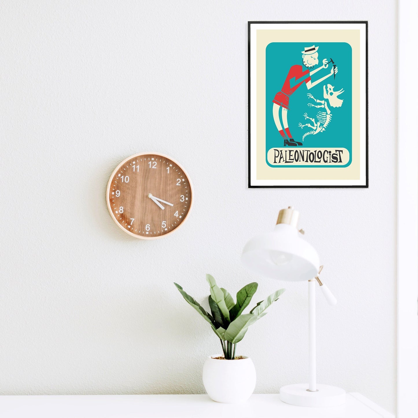 Paleontology Art Poster, Fossil Dinosaur Lover Gifts, Funny Retro Paleontologist Birthday Gift