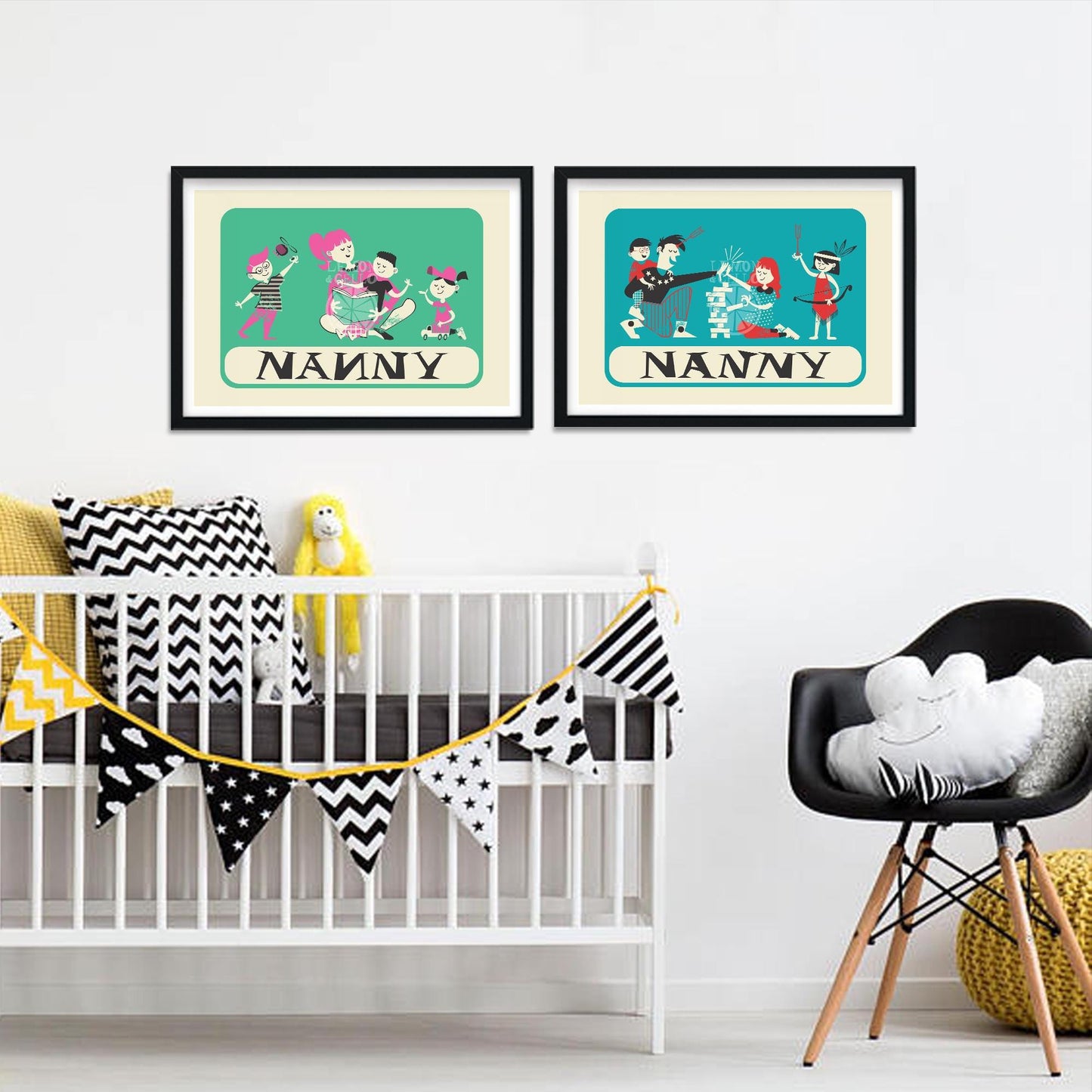 Personalized Set Of Nanny Posters, Babysitter Goodbye Gift, Au Pair Prints, Fun Wall Nursery Art