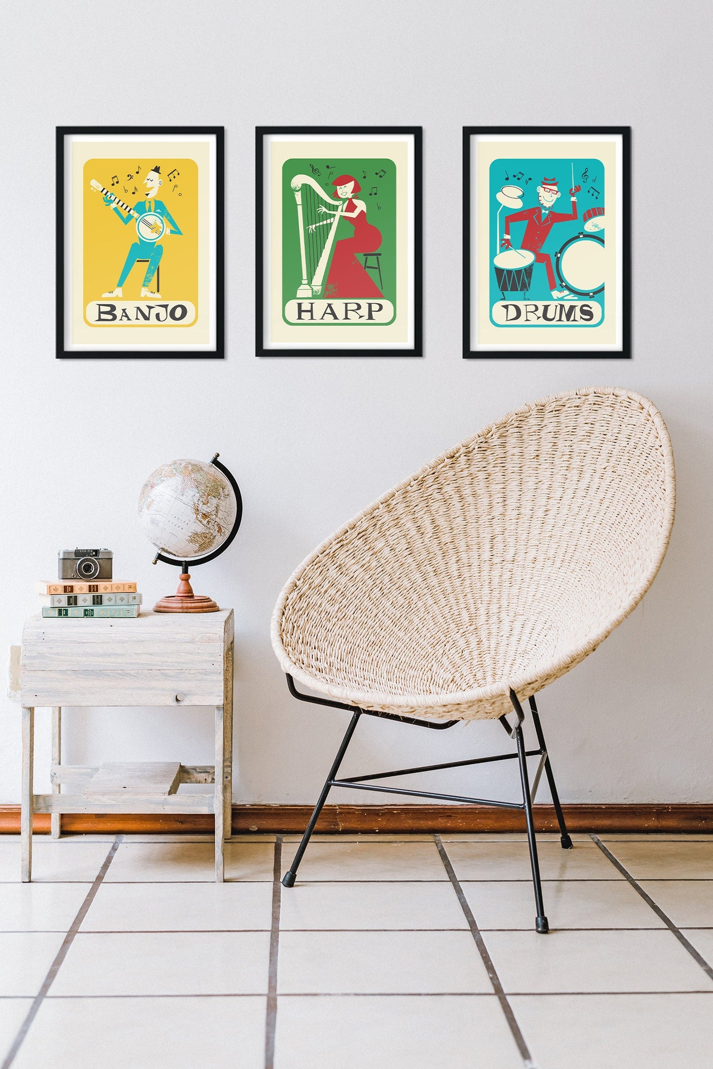 Mix & Match 3 Prints, Personalized Custom Set 3 Music Instruments Posters, BFF Christmas Hanukkah Gift, Living Room Wall Artwork Decoration