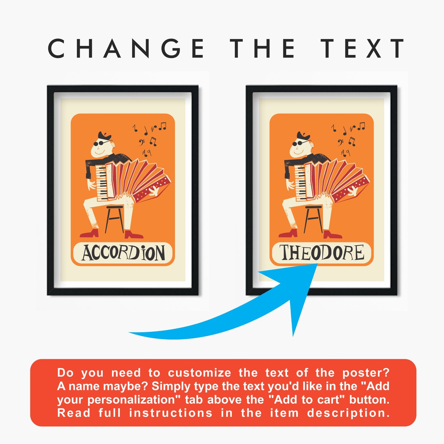 Set of 3 Posters, Violin Accordion Guitar Retro Prints, Gift for Grandfather, Tango Band