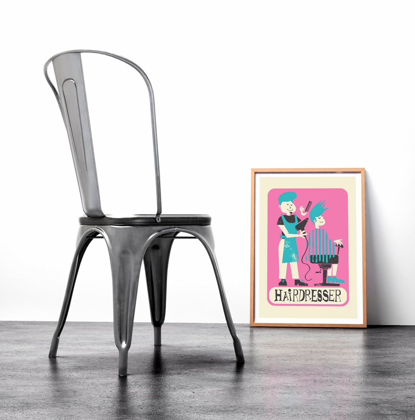 Print Gift For Male Hairdresser, Personalized Hair Stylist Barber Gift Poster, Retro Beauty Parlour