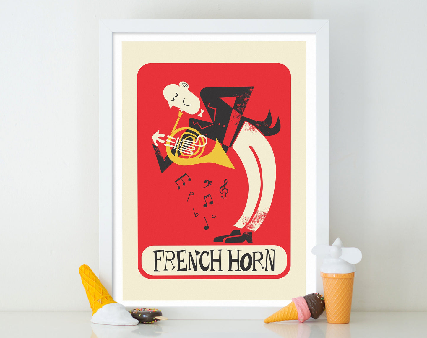 French Horn Poster, Add Your Favourite Name, Brass Instruments Art Music Print