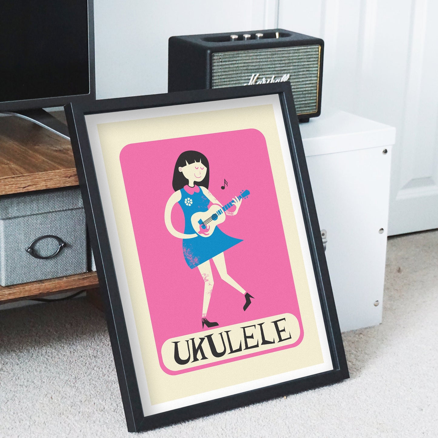 Ukulele Vintage Poster Print, Pick Your Color, Student Poster Music Education