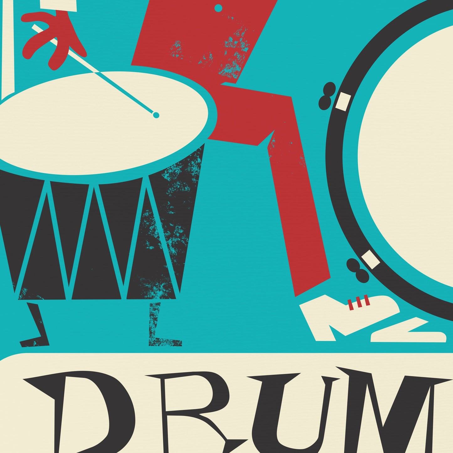 Drums Art Poster, Funny Vintage Retro Band Drummer