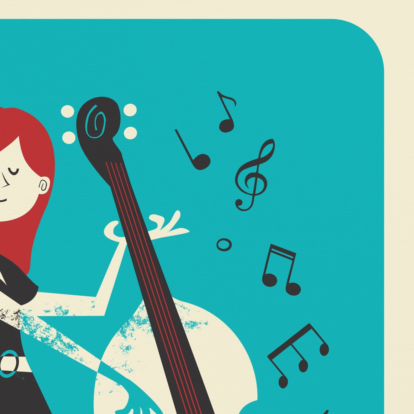 Double Bass Player Poster, Gift for Mama or Sister, Vintage Music Instrument Illustration