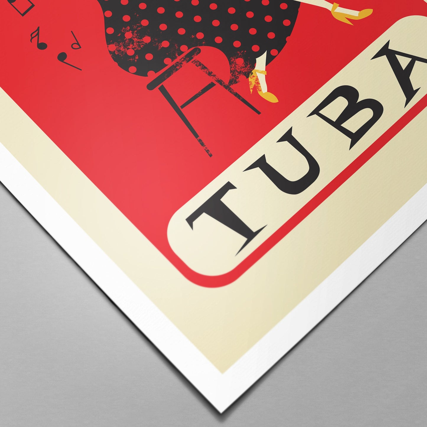 Illustrated Tuba Poster, Lady Playing The Tuba, Christmas Gift, Mid Century Modern Print