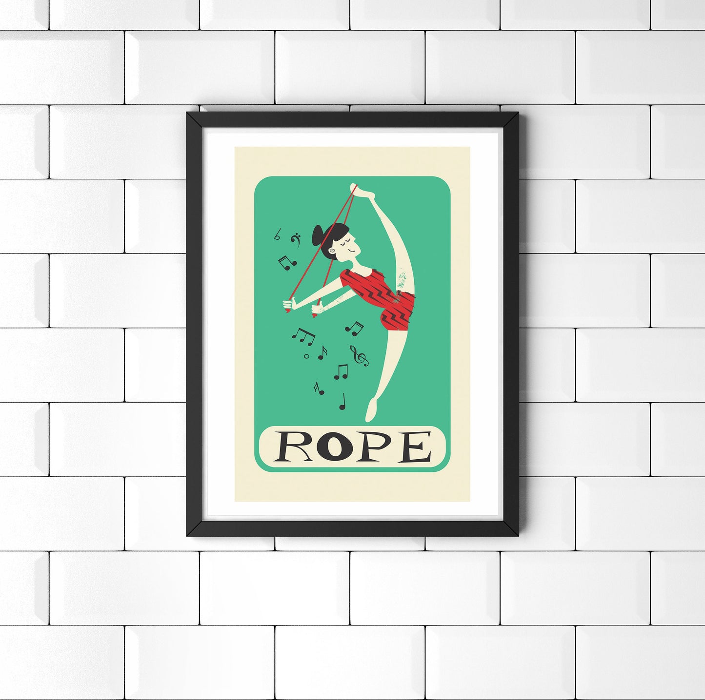 Artistic Rhythmic Rope Gymnastics Print, Girl Acrobat Dancer Poster, Balance Gymnast Sports