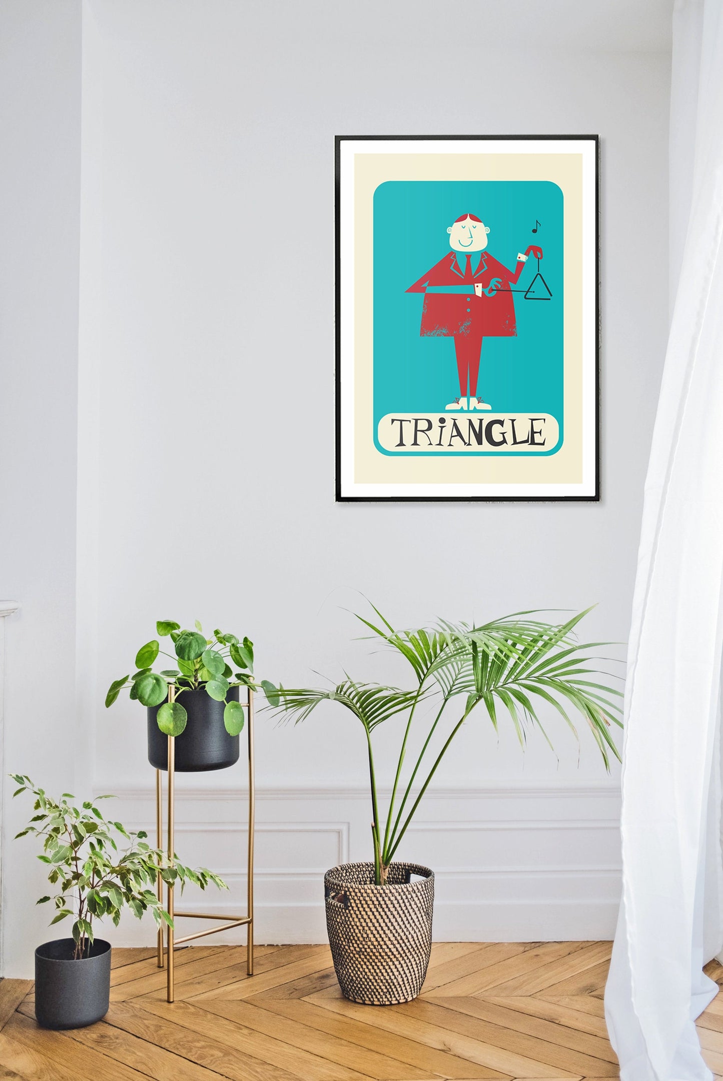 Triangle Player Retro Print, Personalized Art Poster, Birthday Housewarming Gift