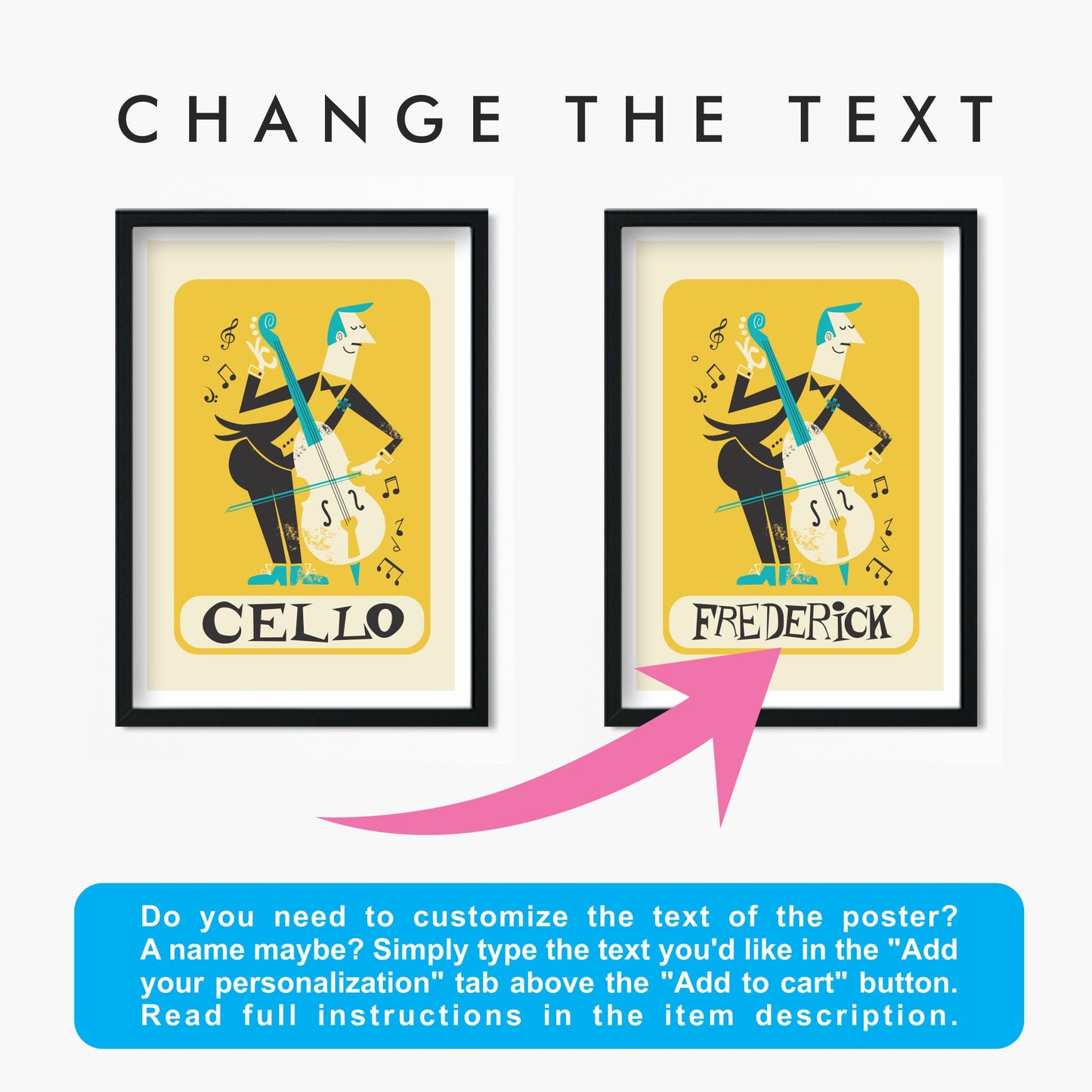 Male Cellist Player, Cello Gift Poster, Instrument Jazz Art, Nerdy Birthday Gift