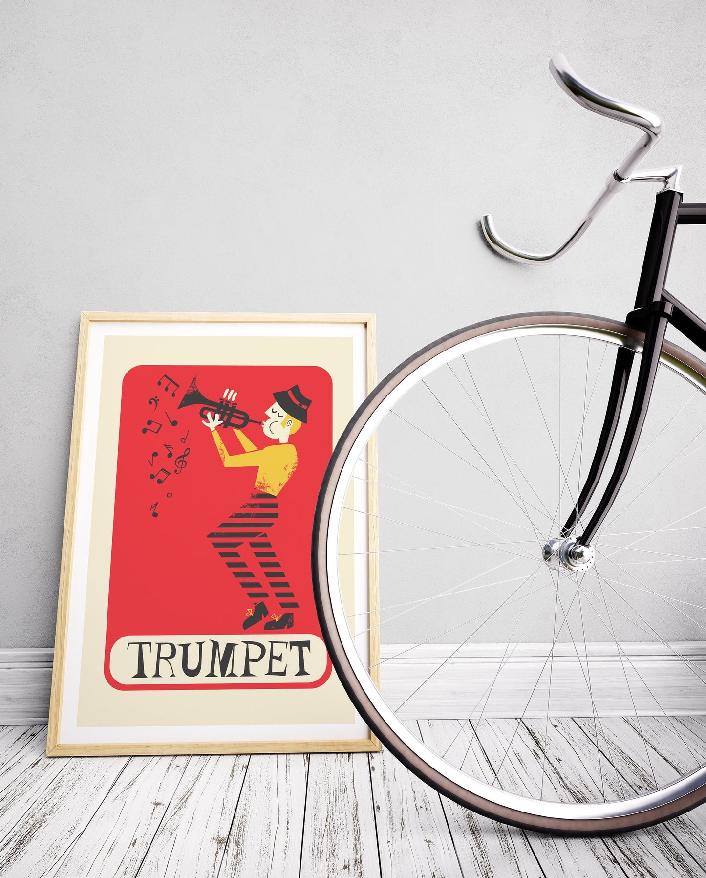 Trumpeter Print, Music Gift Birthday Boyfriend, Jazz Player Mid 50s Poster