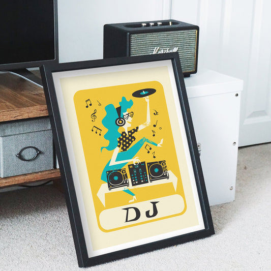 Dj Gift Poster, Gift for Musician, Art Drawing Print, Gift Idea Sister From Brother