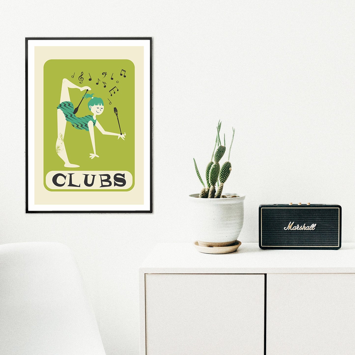 Rhythmic Gymnastics Clubs Poster, Friend Athletic Trainer, Wall Decor Sports Poster