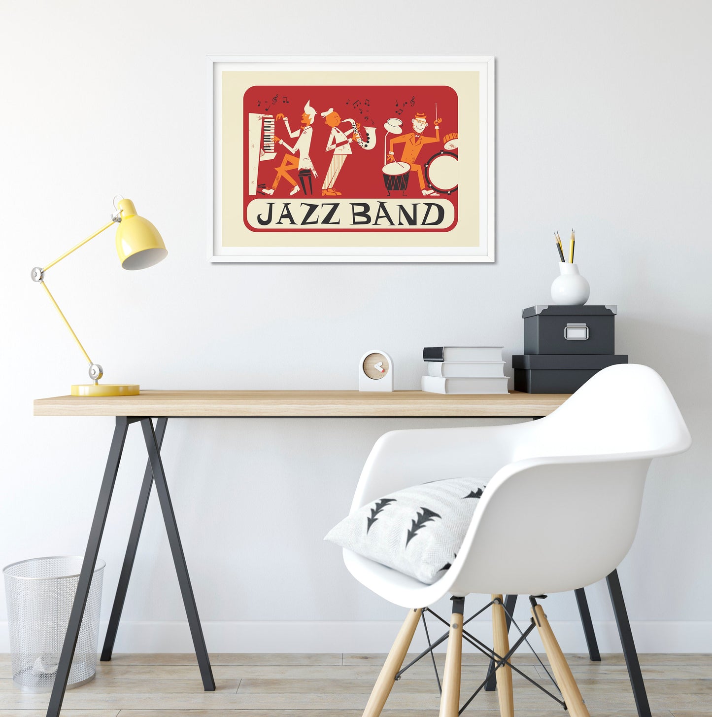 Jazz Instruments Poster, Saxophone Piano Drummer, Pick Your Color, Housewarming Gift